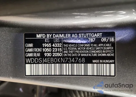 2019 Mercedes-Benz Cla 250 z USA, uszkodzony, nr VIN WDDSJ4EB0KN734768